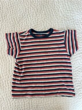 Crewcuts Striped Short Sleeve Tee - Red, Navy & White